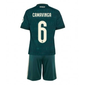 Real Madrid Eduardo Camavinga #6 Jalkapallovaatteet Lasten Vieraspeliasu 2026-27 Lyhythihainen (+ Lyhyet housut)